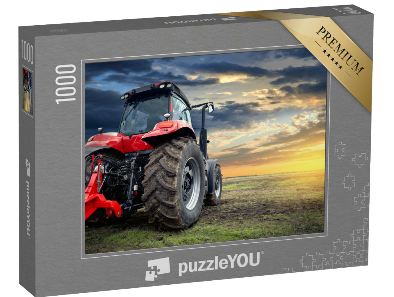 Puzzel 1000 stukjes „Tractor bij zonsondergang“