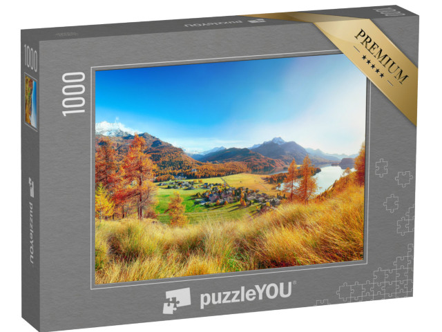 Puzzel 1000 stukjes „Herfstpanorama boven Sils in het Engadin“