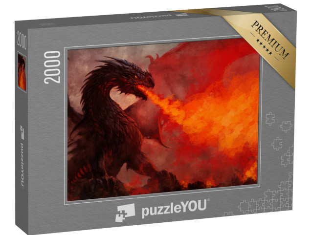 Puzzel 2000 stukjes „Draak met zwarte vleugels“