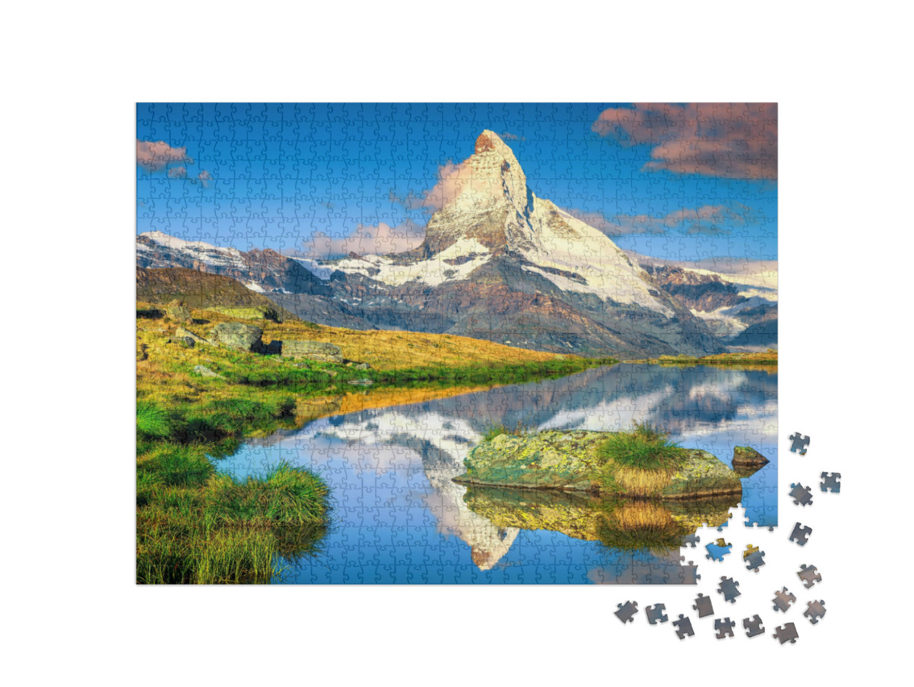 Puzzel 1000 stukjes „Spectaculaire Matterhorn en prachtige Stellisee, Zermatt, Zwitserland“