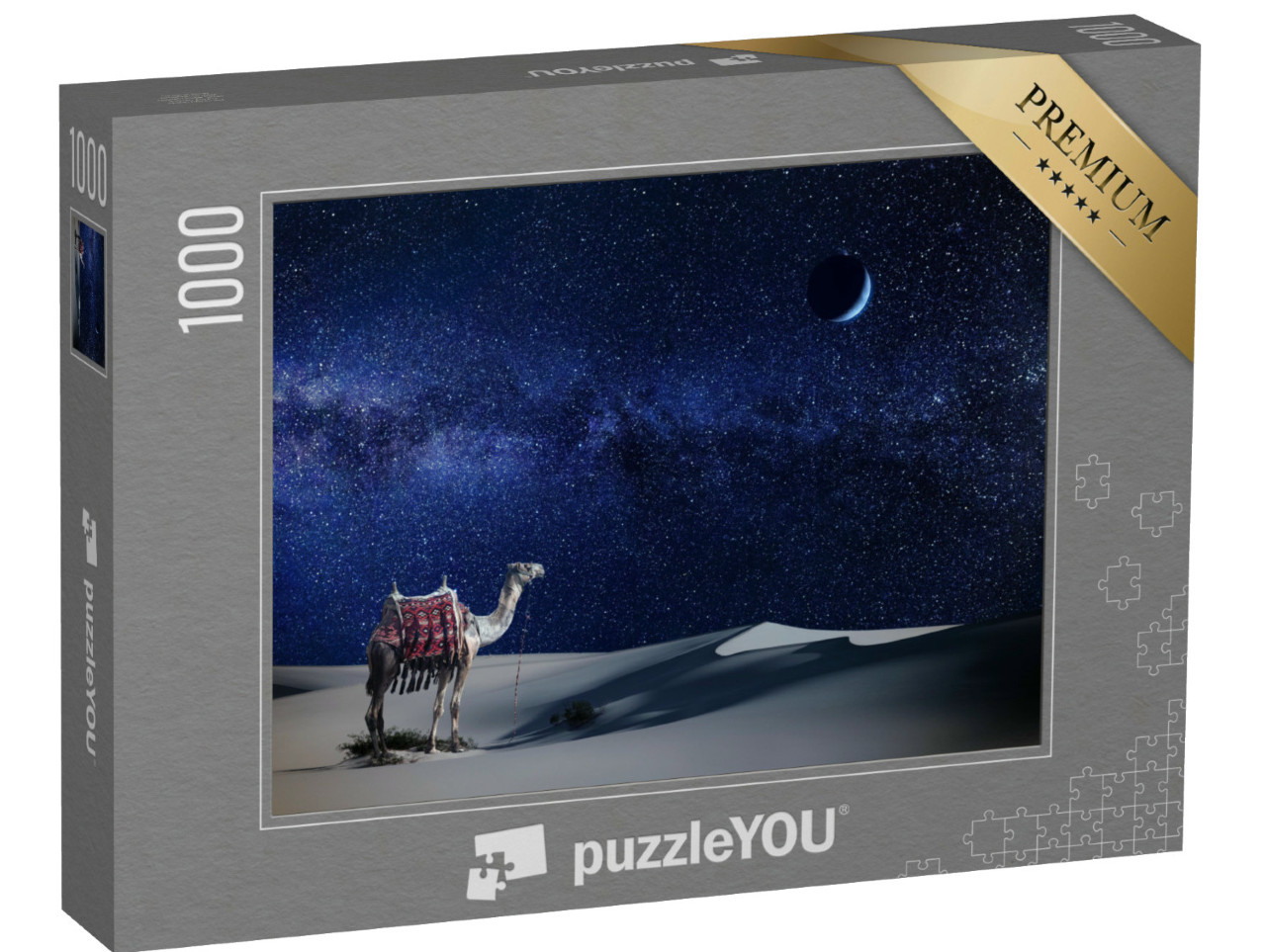 Puzzel 1000 stukjes „Eenzame kameel onder de sterrenhemel van de woestijn“