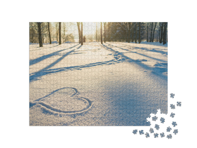 Puzzel 1000 stukjes „Een hart in het winterse bos“