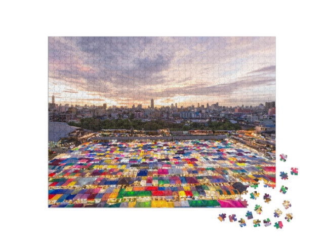 Puzzel 1000 stukjes „Nachtmarkt in Bangkok, Thailand“