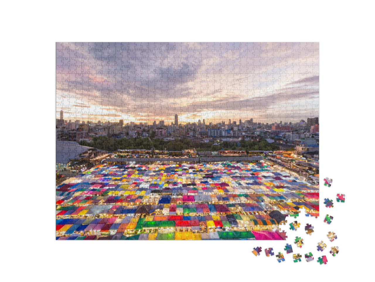 Puzzel 1000 stukjes „Nachtmarkt in Bangkok, Thailand“
