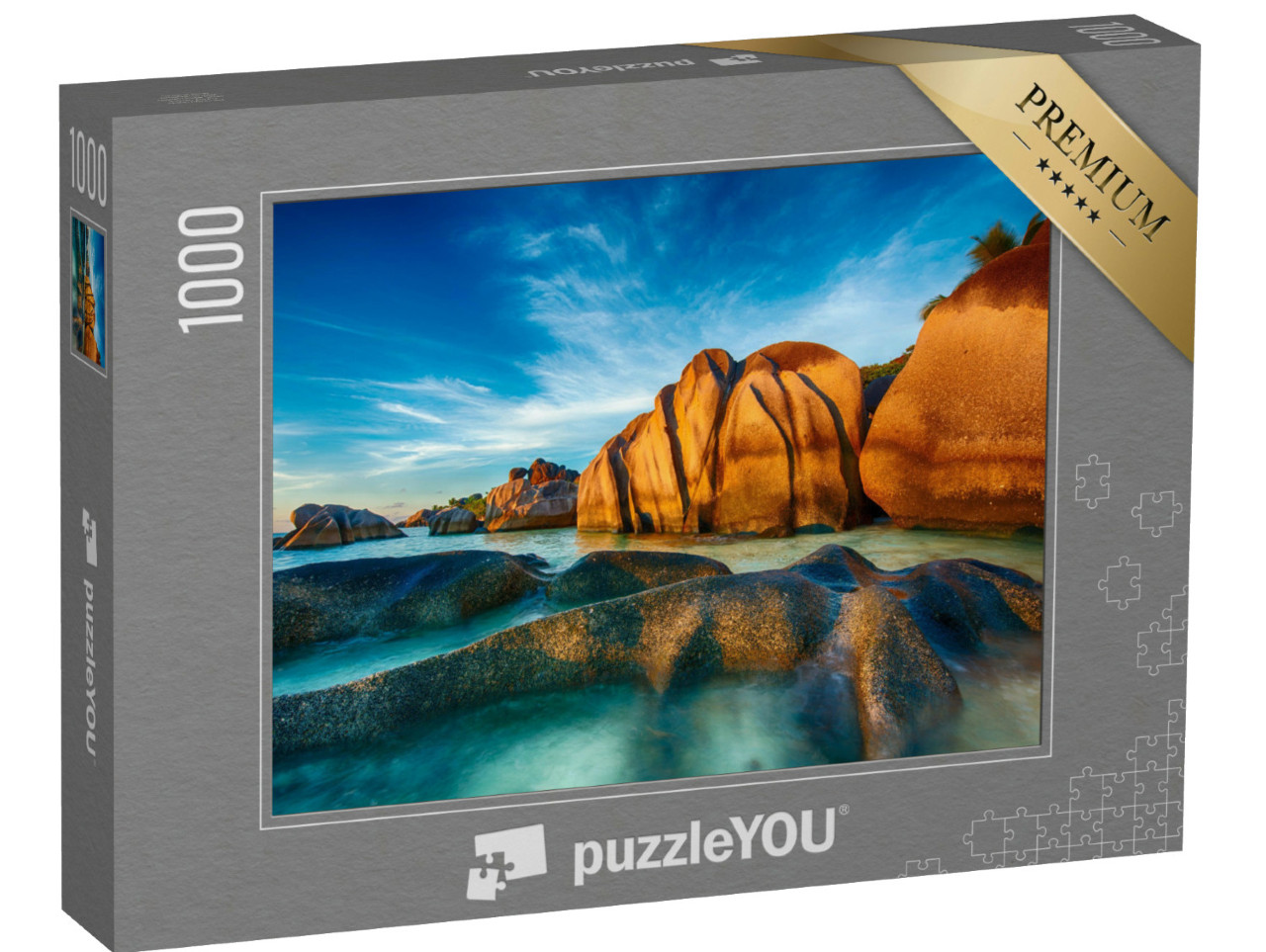 Puzzel 1000 stukjes „Prachtig gevormde granieten rotsen op het eiland La Digue, Seychellen“