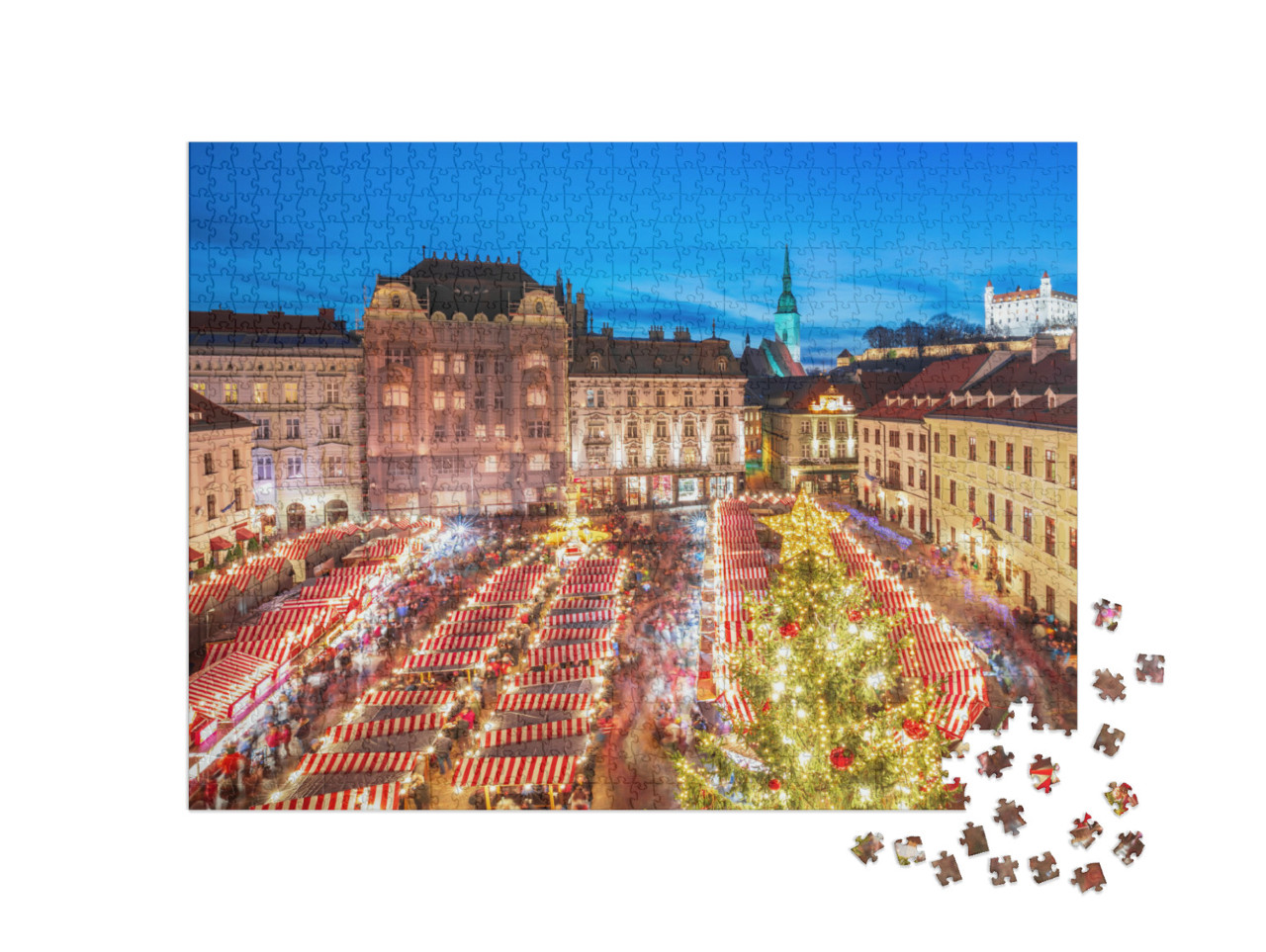 Puzzel 1000 stukjes „Kerstmarkt in het historische centrum van Bratislava, Slowakije“