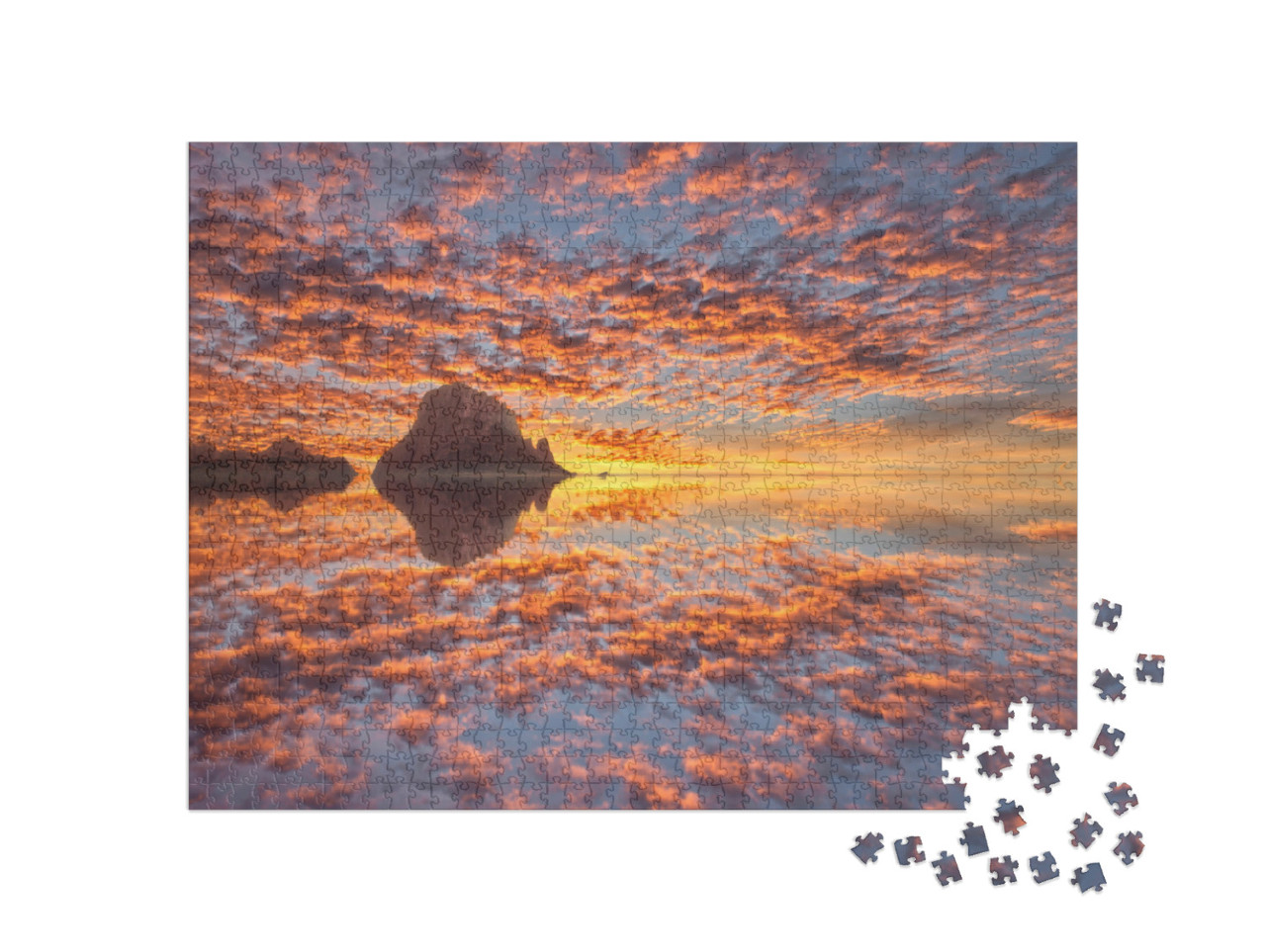 Puzzel 1000 stukjes „Mystiek eiland Es Vedra in Ibiza bij zonsondergang, Spanje“