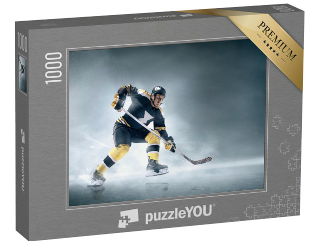 Puzzel 1000 stukjes „IJshockeyspelers in actie op het ijs“