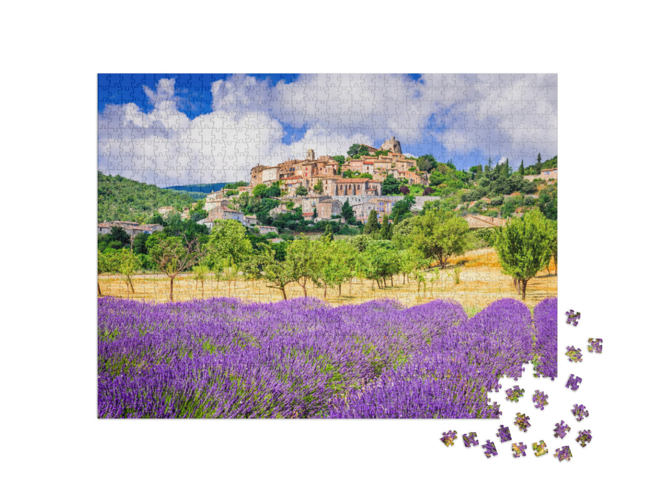 Puzzel 1000 stukjes „Simiane-la-Rotonde, een pittoresk dorpje, Provence, Frankrijk“