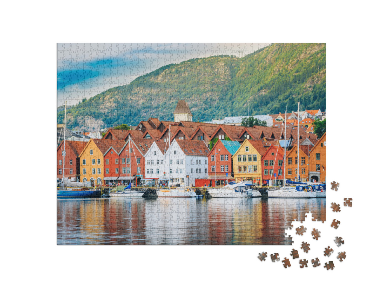Puzzel 1000 stukjes „Historisch Bryggen, stad Bergen, Noorwegen, UNESCO werelderfgoed“