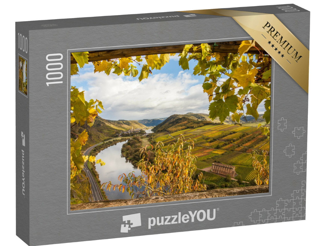 Puzzel 1000 stukjes „Gouden wijngaarden: Moezel in de herfst, Duitsland“
