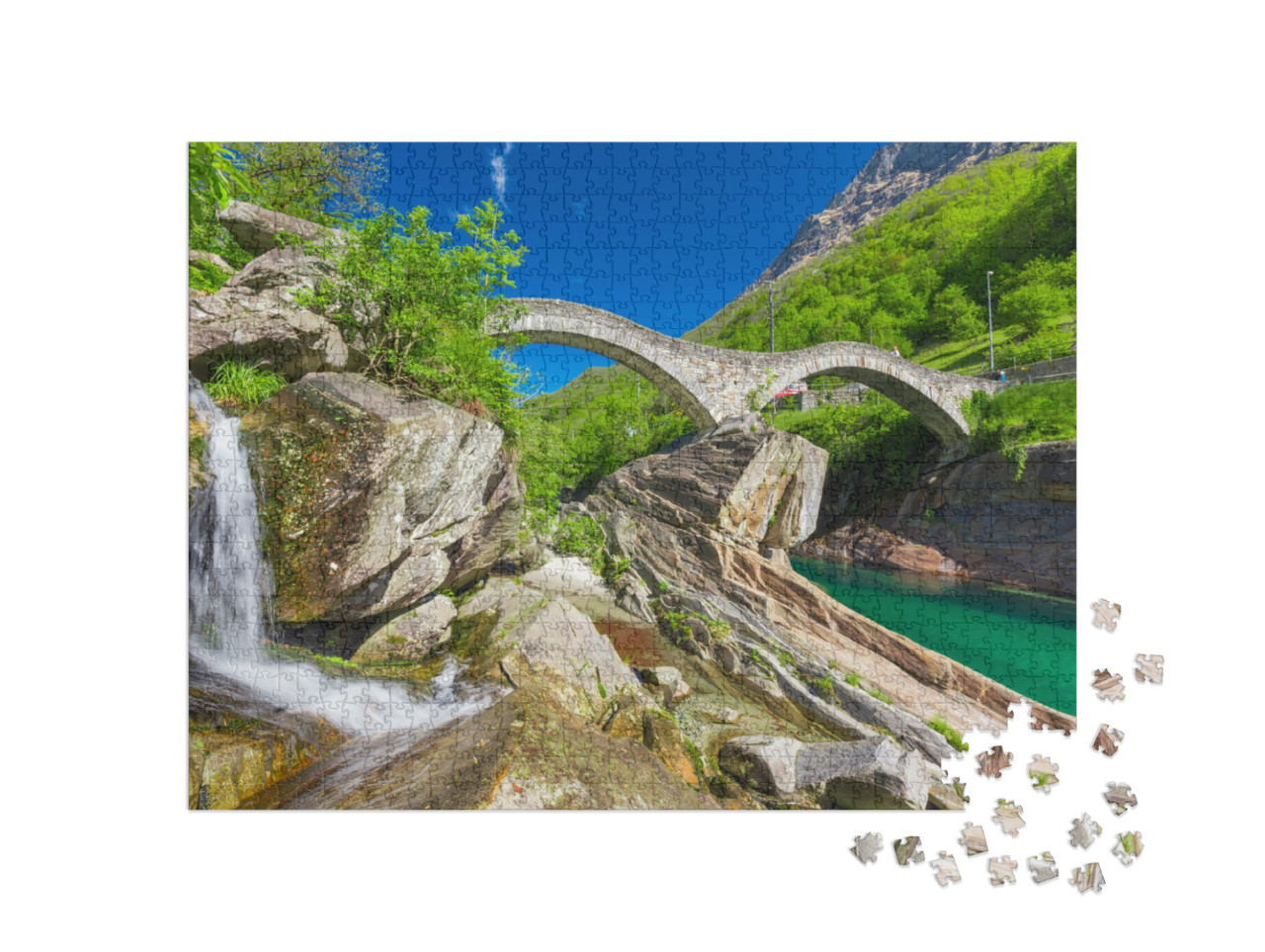 Puzzel 1000 stukjes „Stenen brug met dubbele boog bij Ponte dei Salti“