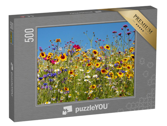Puzzel 500 stukjes „Kleurrijke wilde bloemen bloeien voor de Savill Garden, Egham, Surrey“
