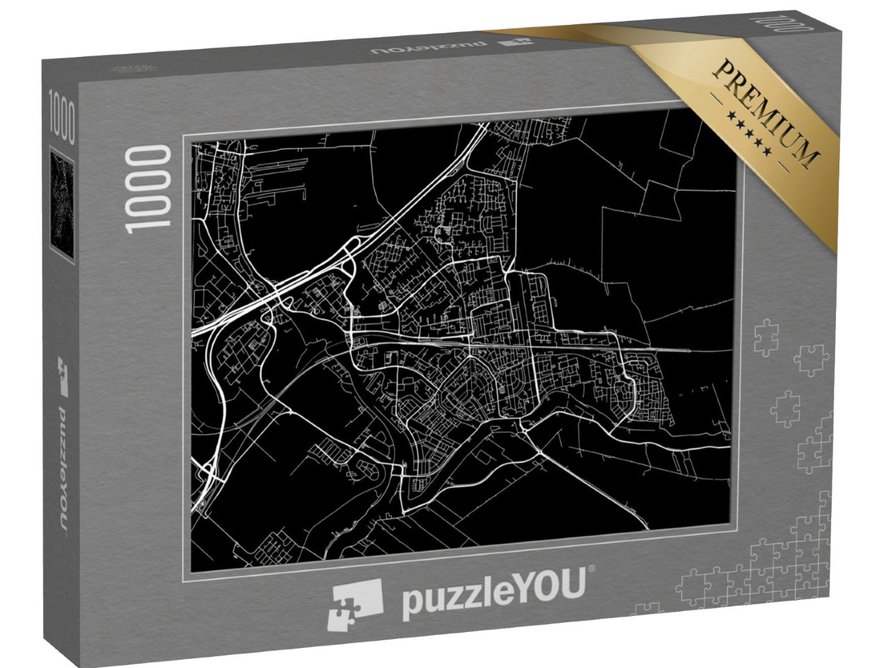 Puzzel 1000 stukjes „Vector stadsplattegrond van Gouda in Nederland“