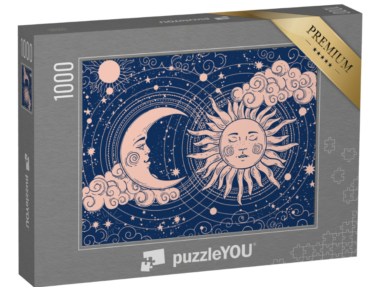 Puzzel 1000 stukjes „Halve maan en zon met maan“