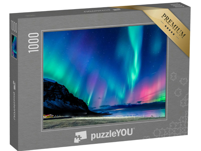 Puzzel 1000 stukjes „Kleurrijk noorderlicht in IJsland“