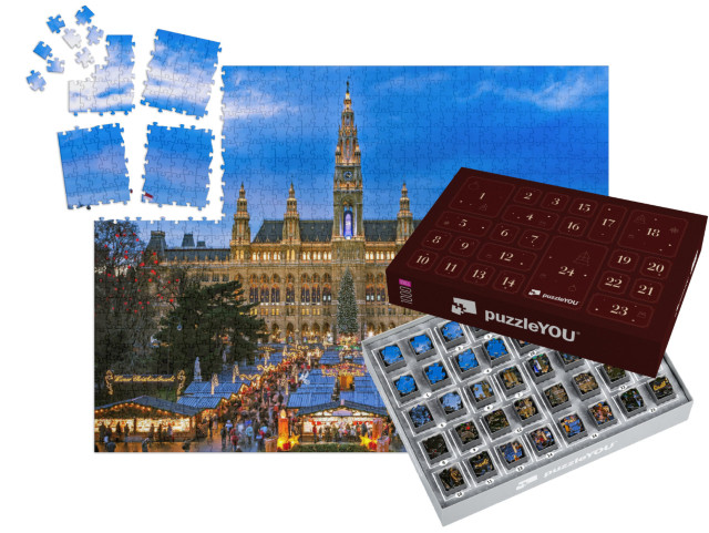 Puzzel-Adventskalender „Kerstmarkt in Wenen, winters motief“