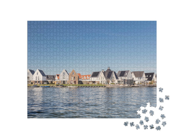 Puzzel 1000 stukjes „Luxe vrijstaande huizen aan het Veluwemeer in Harderwijk, Nederland“