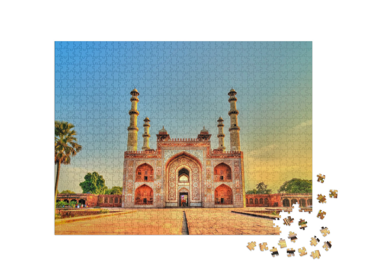Puzzel 1000 stukjes „Zuidpoort van het Sikandra Fort in Agra, Uttar Pradesh, India“