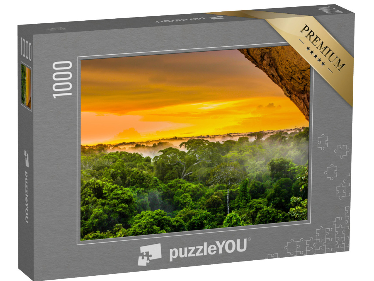 Puzzel 1000 stukjes „Zonsondergang in het Amazone regenwoud, Brazilië“