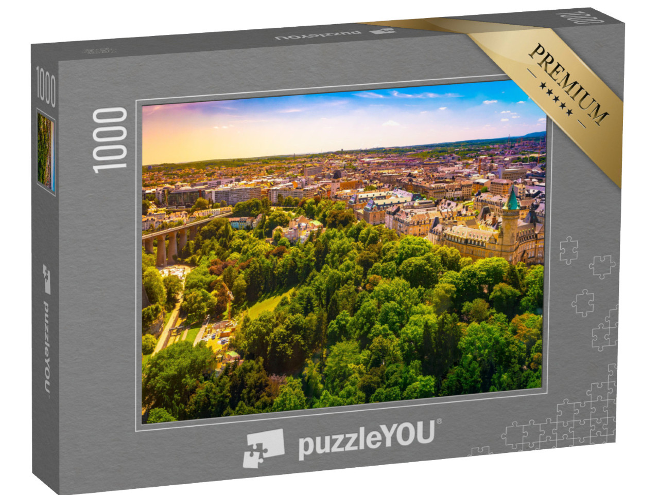 Puzzel 1000 stukjes „Panoramisch uitzicht op Luxemburg vanuit de lucht in de zomer“