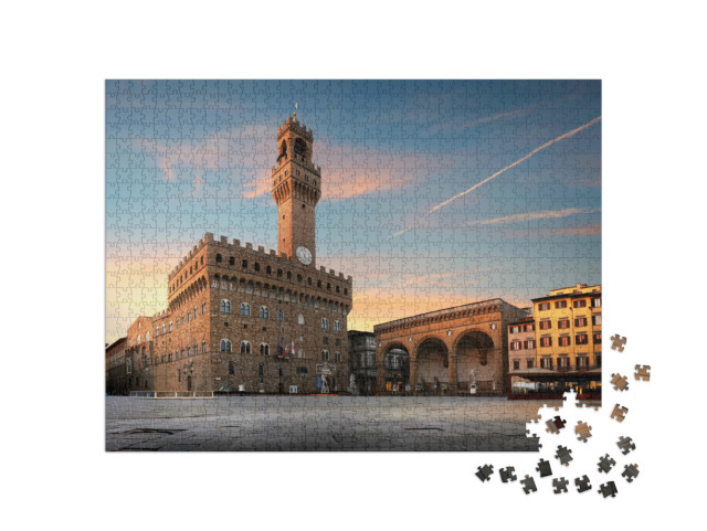 Puzzel 1000 stukjes „Piazza della Signoria in Florence bij zonsopgang, Italië“