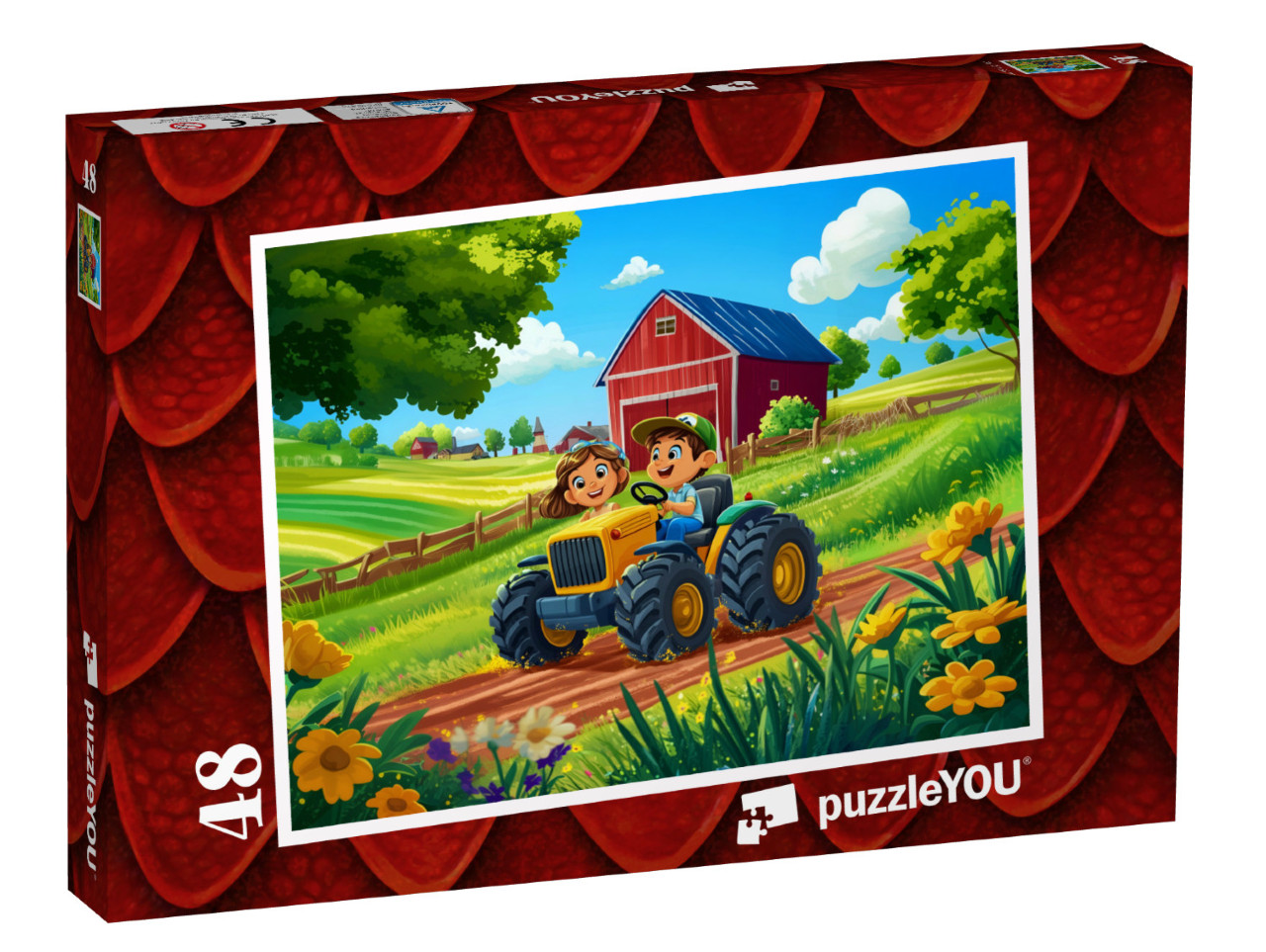 Puzzel 48 stukjes „De vrienden van de tractor: Samen op grote wielen“