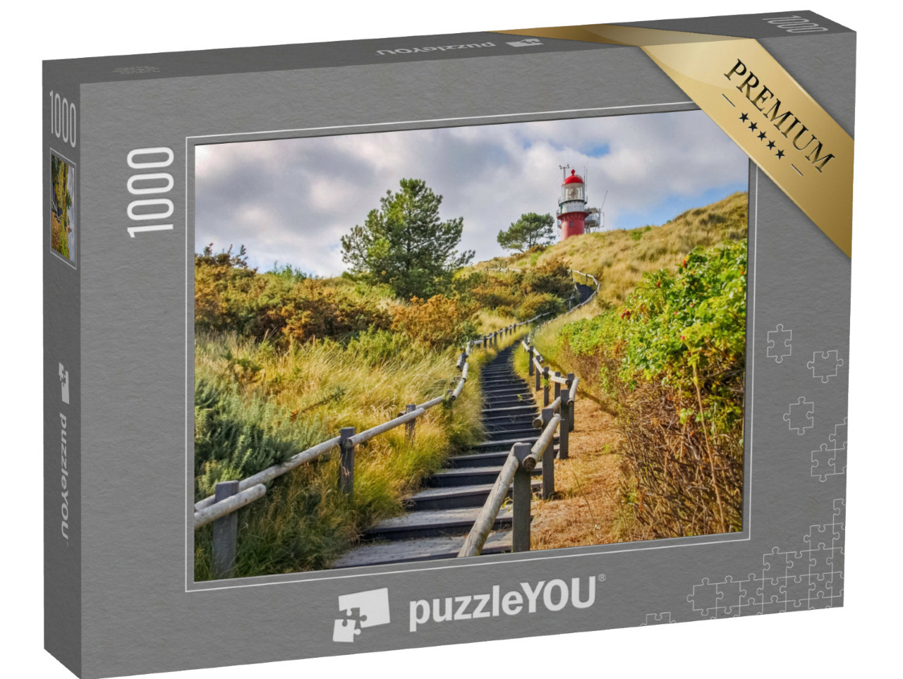 Puzzel 1000 stukjes „Trappen naar de vuurtoren op het Friese eiland Vlieland“