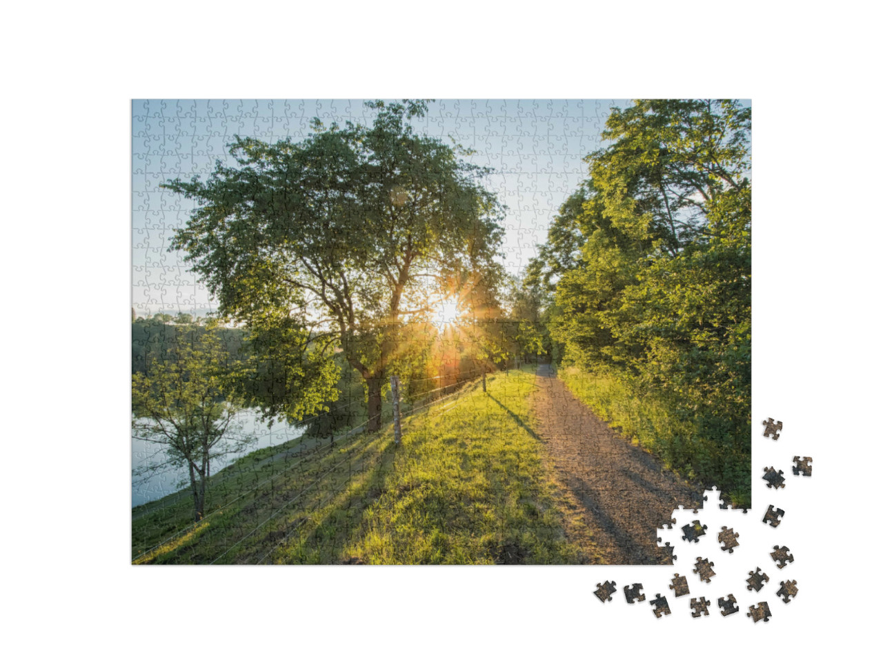 Puzzel 1000 stukjes „Avondsfeer op het Weinfelder Maar in de Eifel, Duitsland“