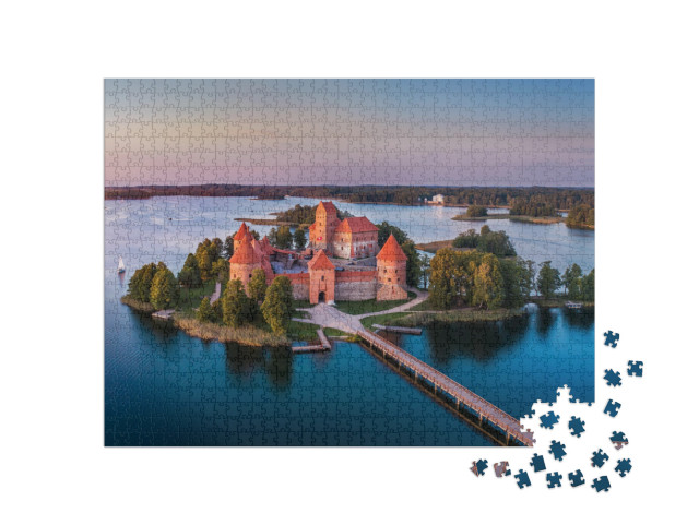 Puzzel 1000 stukjes „Kasteel van Trakai: middeleeuws gotisch eilandkasteel, Litouwen“