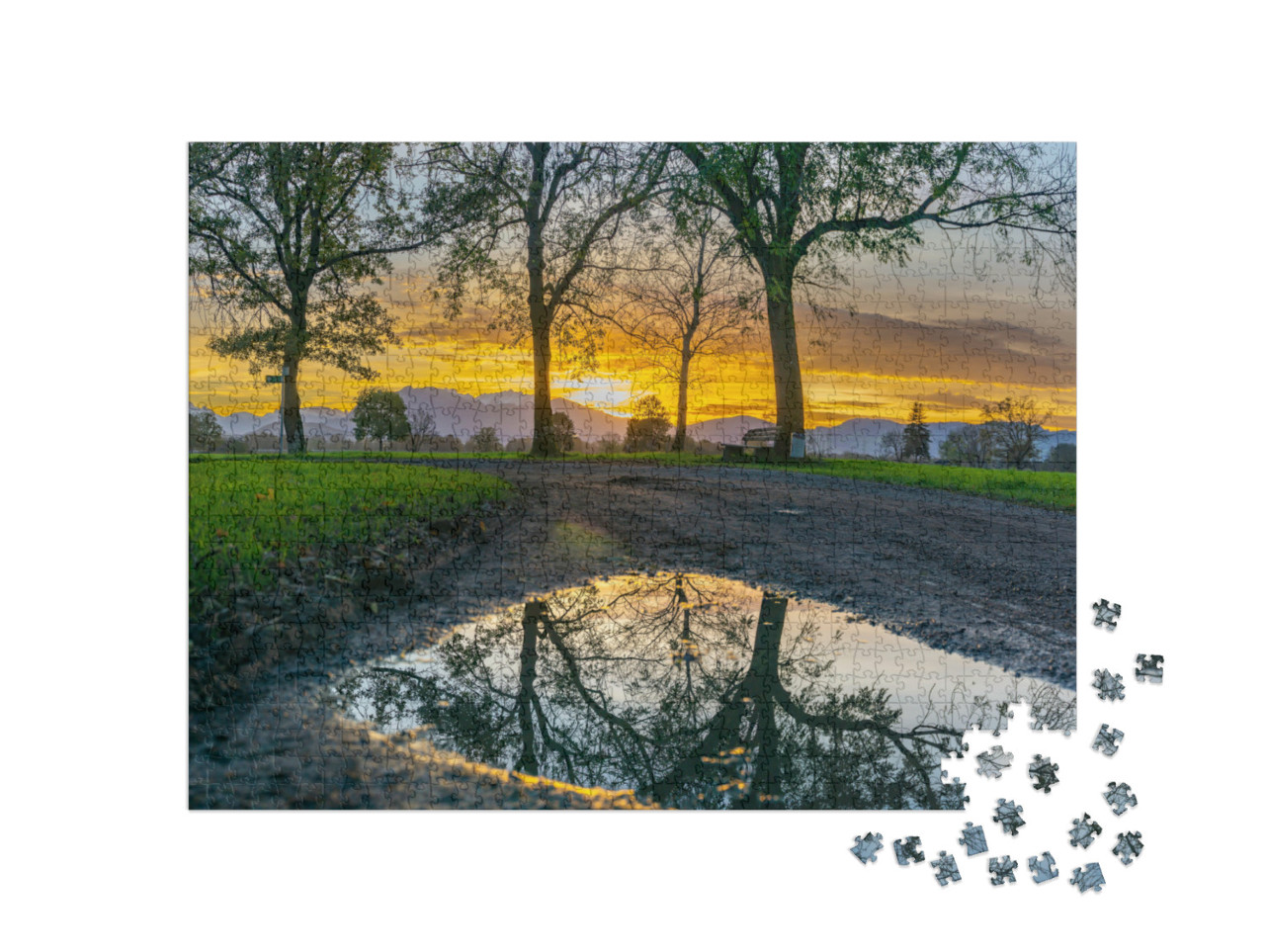 Puzzel 1000 stukjes „Zonsondergang in de Rijnvallei“