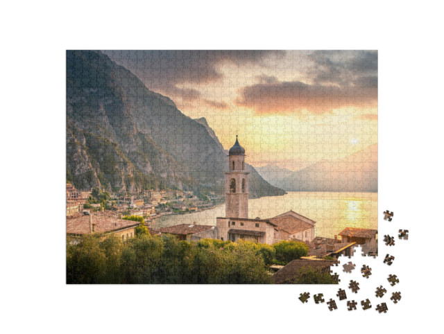 Puzzel 1000 stukjes „Betoverend dorpje Limone sul Garda, Italië“