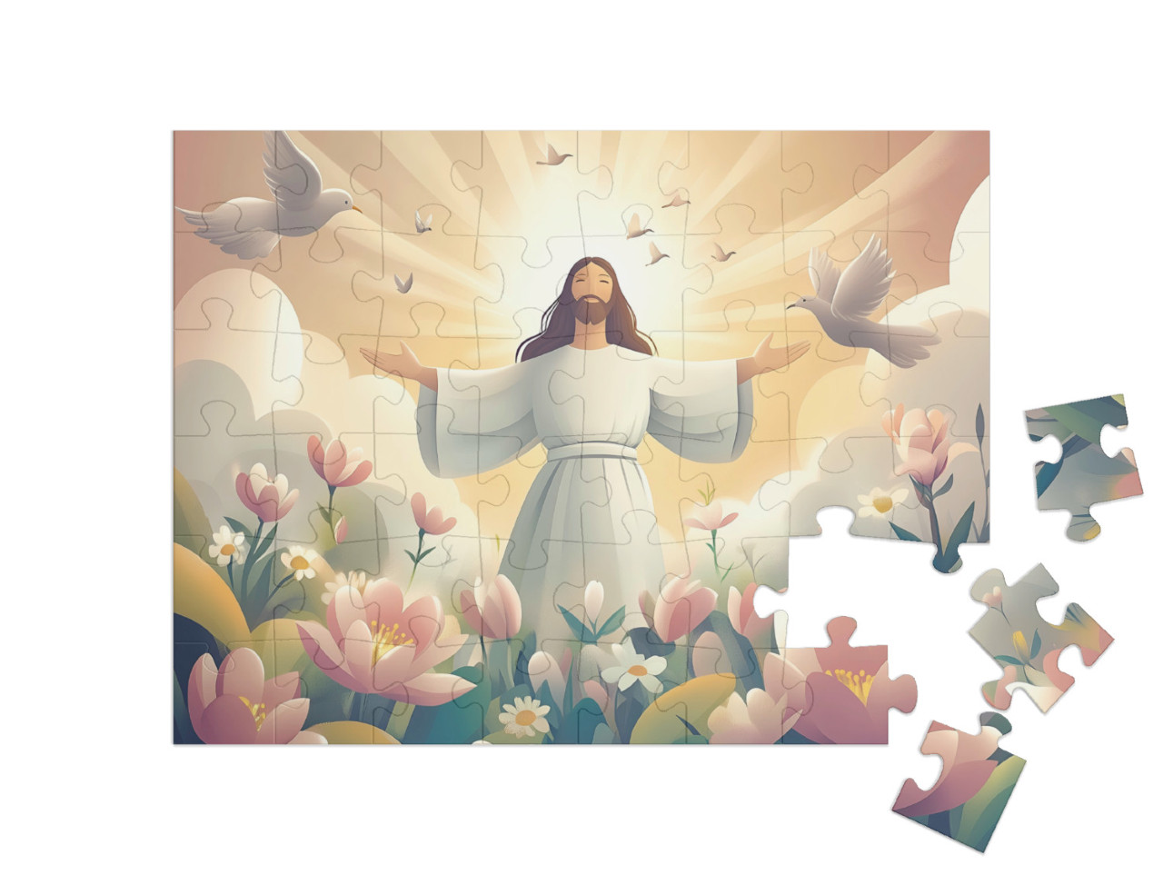 Puzzel 48 stukjes „Pasen: de opstanding van Jezus vieren“