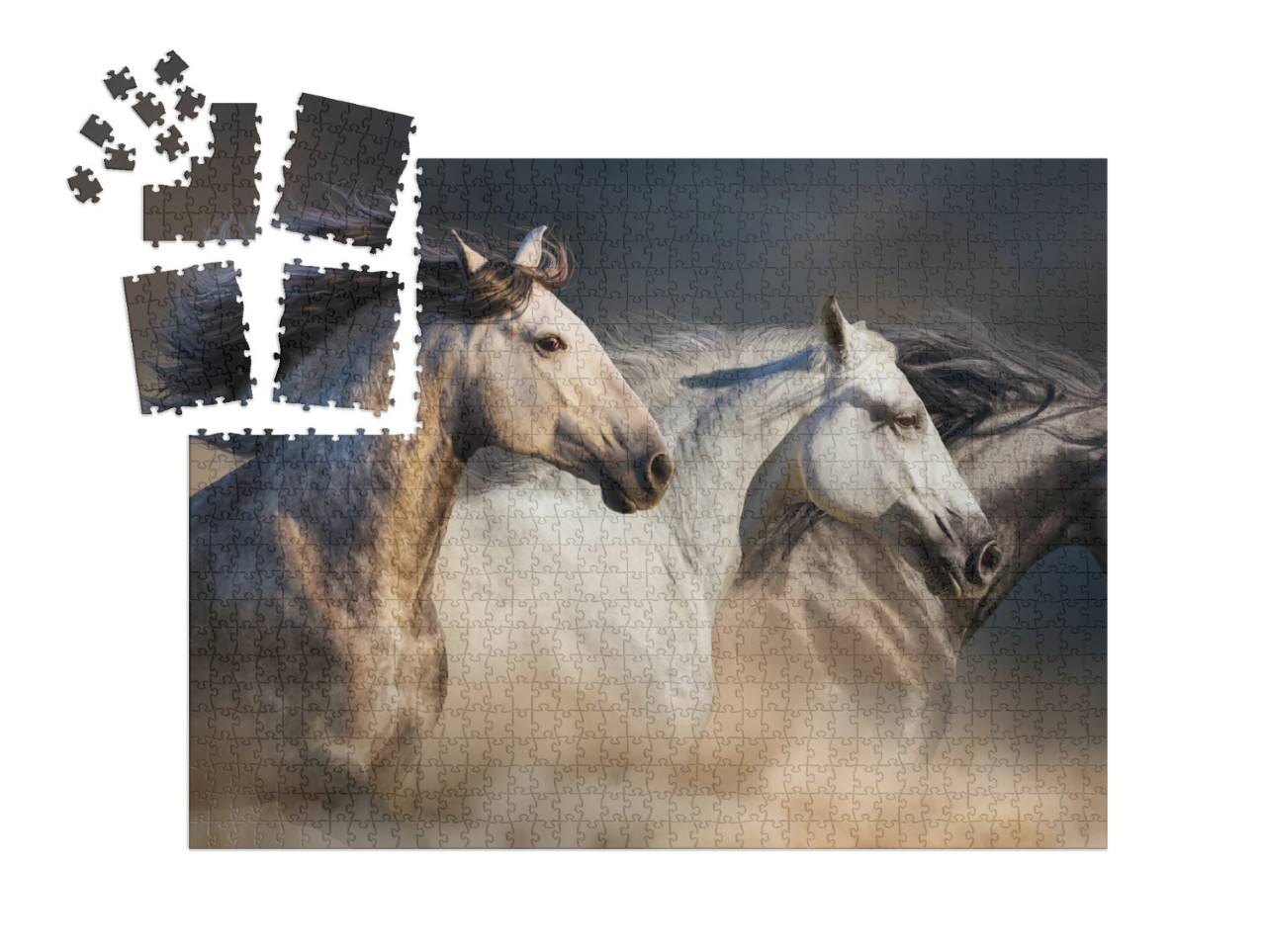 SMART SORTED® | Puzzel 1000 stukjes „Paarden galopperend door het woestijnstof“