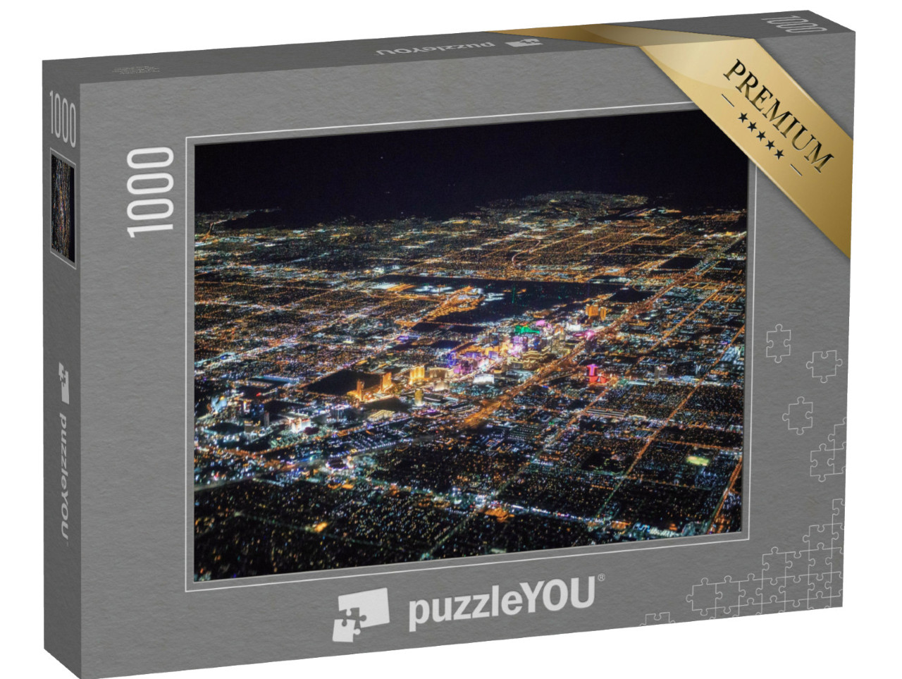 Puzzel 1000 stukjes „Las Vegas bij nacht vanuit vogelperspectief“