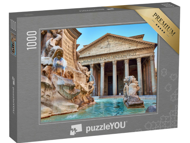 Puzzel 1000 stukjes „Uitzicht op de fontein bij het Patheon in Rome“