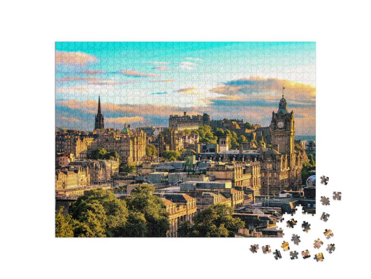 Puzzel 1000 stukjes „Edinburgh skyline gezien vanaf Calton Hill, Schotland“