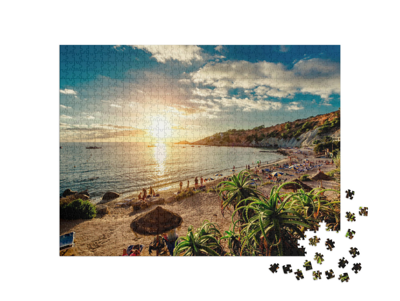 Puzzel 1000 stukjes „Een strand bij zonsondergang, Ibiza“