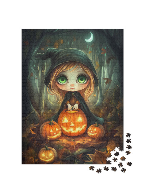 Puzzel 1000 stukjes „Heks op Halloweenavond“