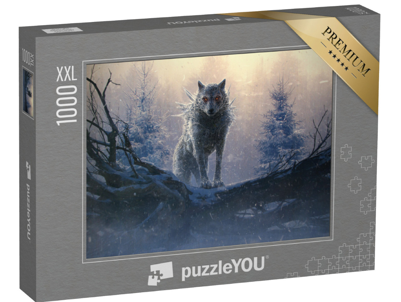 Puzzel 1000 stukjes XXL „Fenrir, de reusachtige ijswolf uit de Noorse mythologie“