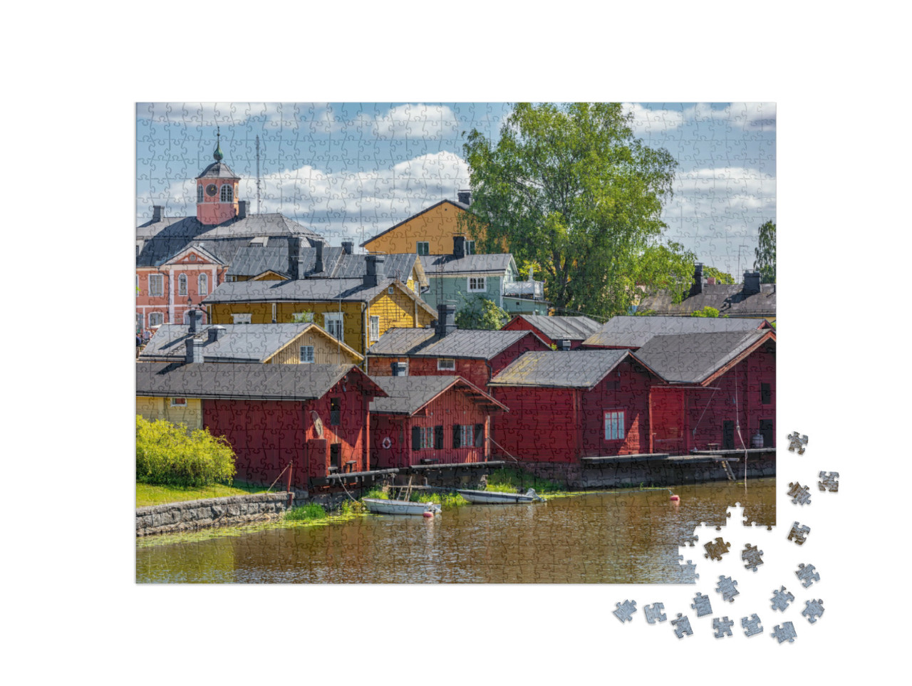 Puzzel 1000 stukjes „Houten huizen in het oude centrum van Porvoo, Finland“