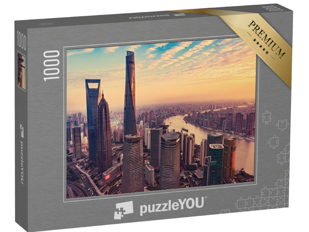 Puzzel 1000 stukjes „Luchtfoto van de stad Shanghai“