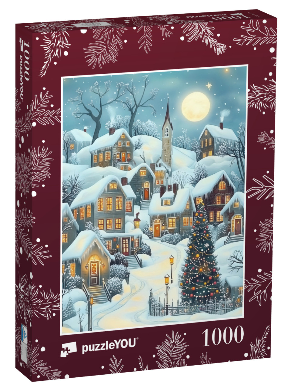 Puzzel 1000 stukjes „Village sous la magie de la neige de Noël“