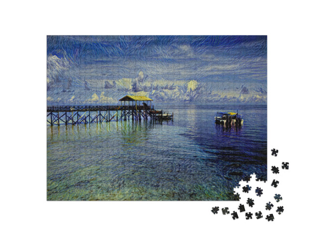 Puzzel 1000 stukjes „in de kunststijl van van Gogh, Sterrennacht - Pulau Sipadan Island in Sabah“