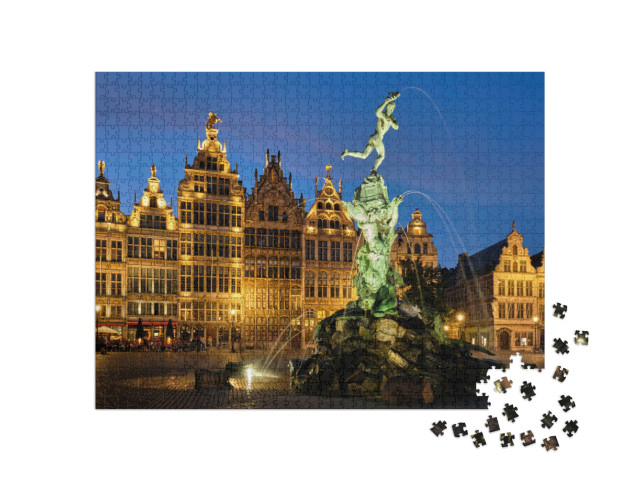 Puzzel 1000 stukjes „Brabo standbeeld op de Grote Markt in Antwerpen, België“