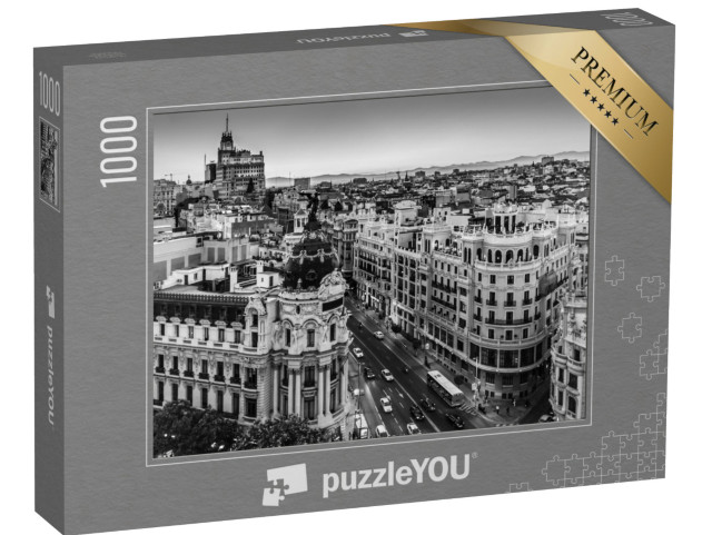 Puzzel 1000 stukjes „Gran Via, belangrijkste winkelstraat in Madrid, Spanje“