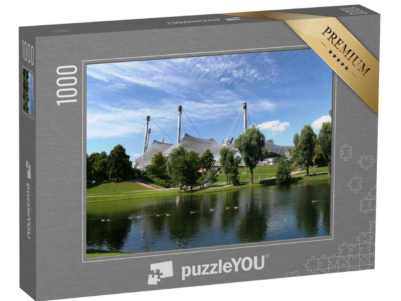 Puzzel 1000 stukjes „Uitzicht op het dak van het Olympisch Stadion in München“