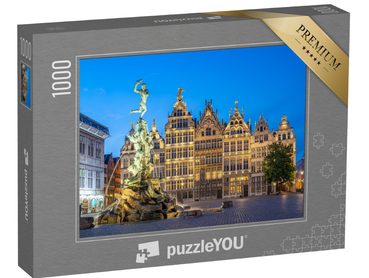 Puzzel 1000 stukjes „Grote Markt bij nacht, Antwerpen, België“