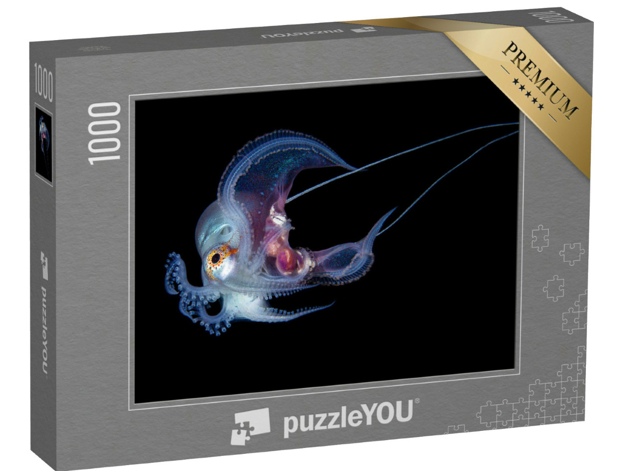 Puzzel 1000 stukjes „Onderwaterfoto van een blauwe octopus“