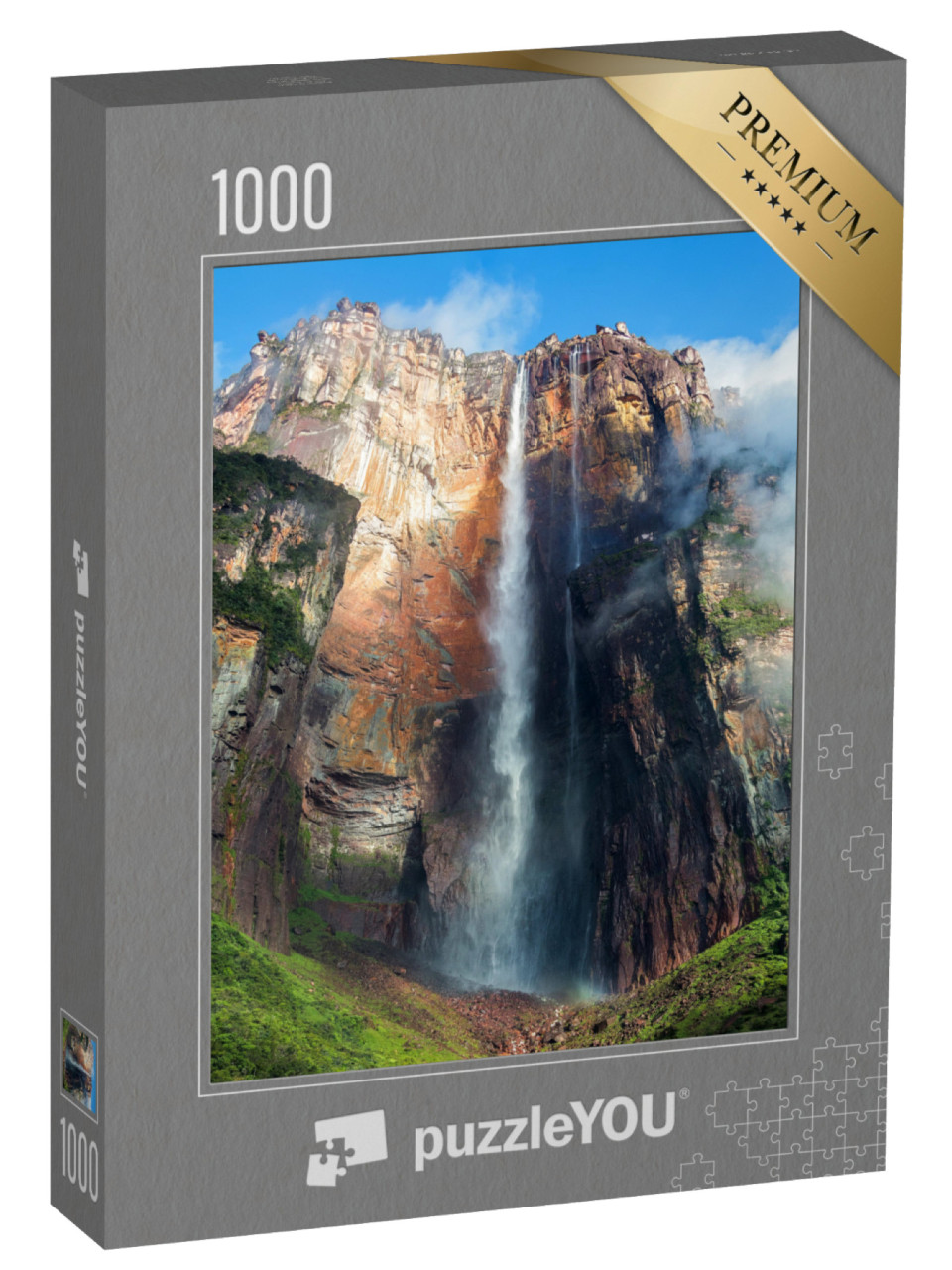 Puzzel 1000 stukjes „Hoogste waterval ter wereld: Angel Falls of Salto Angel, 978 m, Venezuela“